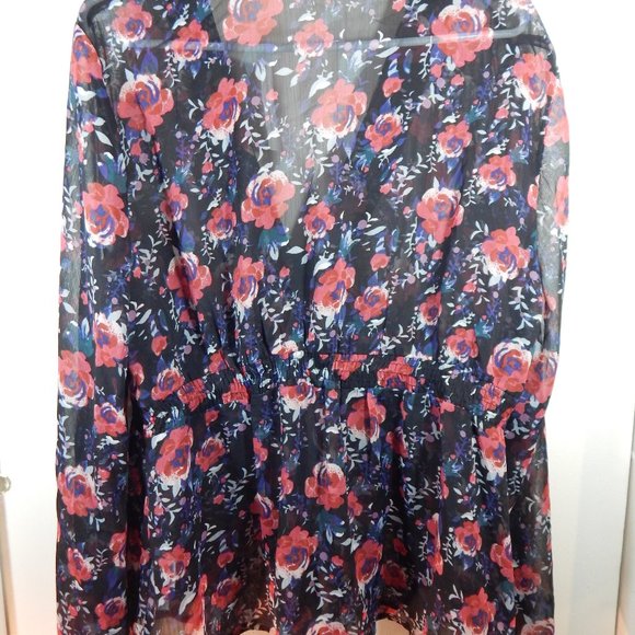 New York & Company Sheer Floral Print Blouse - Picture 5 of 9